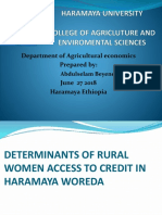 Determinants of Rural Women Access to Credit in Haramaya Woreda