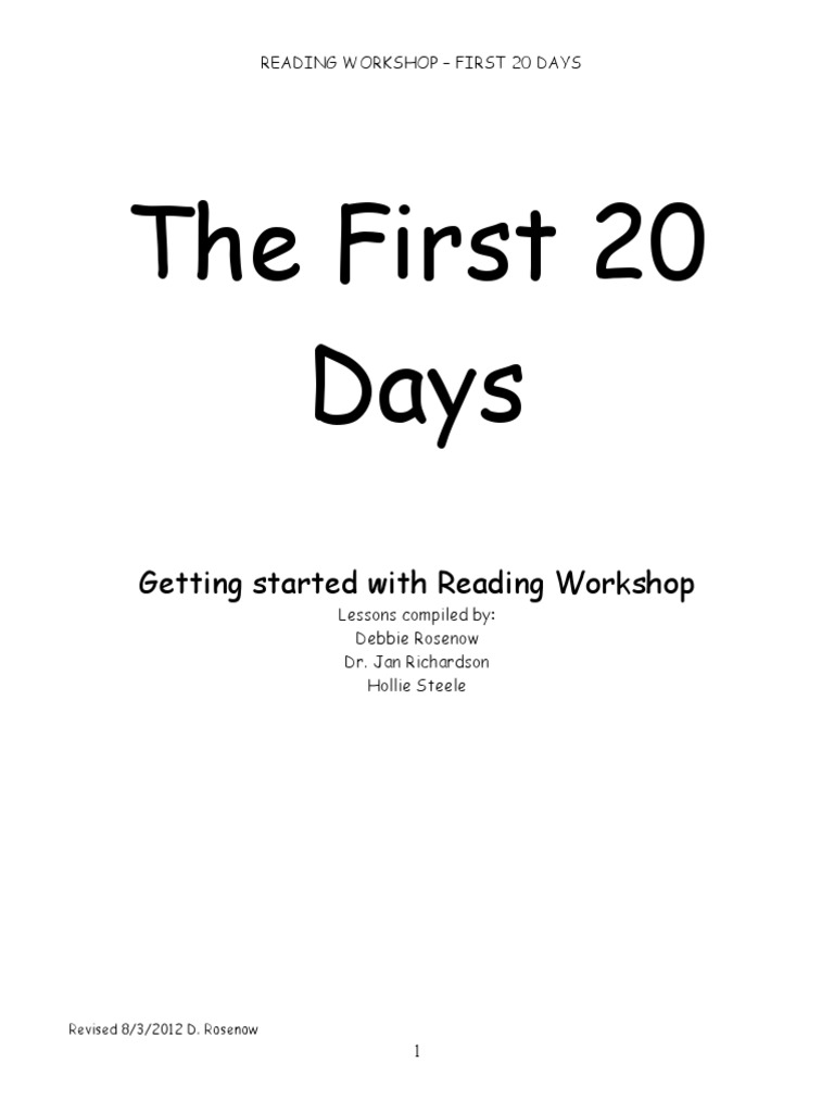 First 20 Days of Reading Workshop | PDF | Reading (Process) | Books