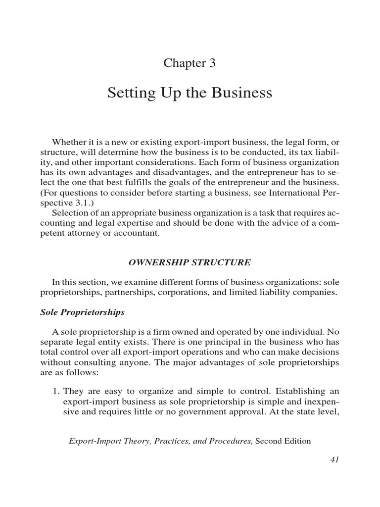 Setting Up The Business PDF Sole Proprietorship Ownership