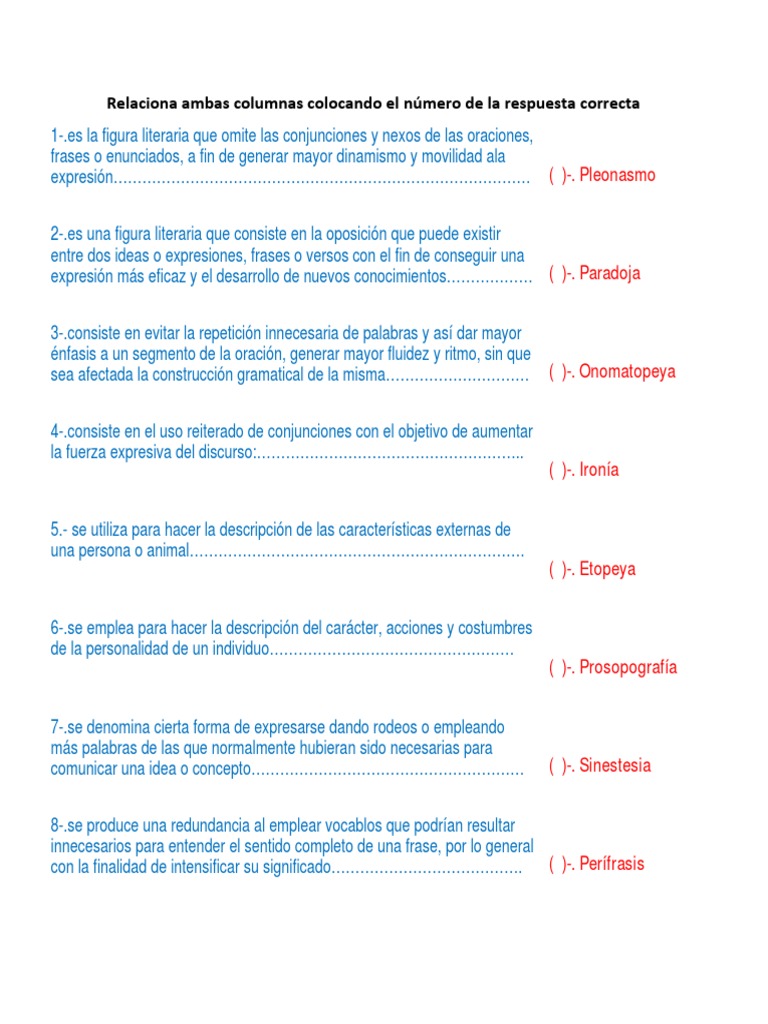 Relaciona Ambas Columnas Colocando El Numero De La Respuesta Correcta Linguistica Semiotica