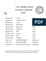 2018 8th Grade Volleyball Schedule