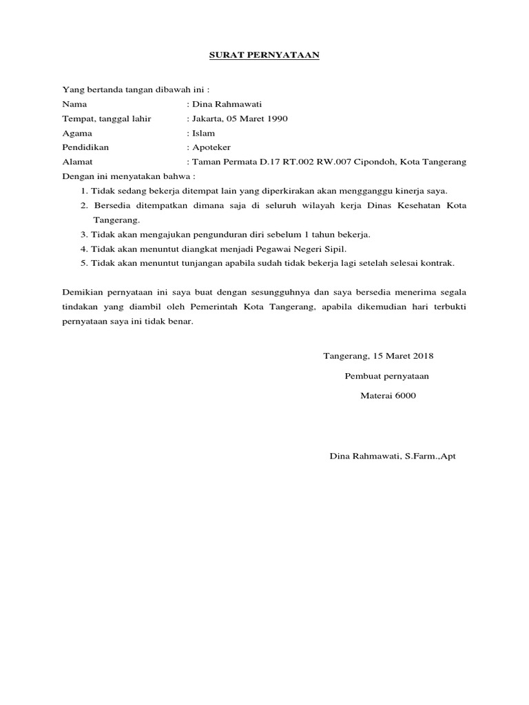 Surat Pernyataan  PDF