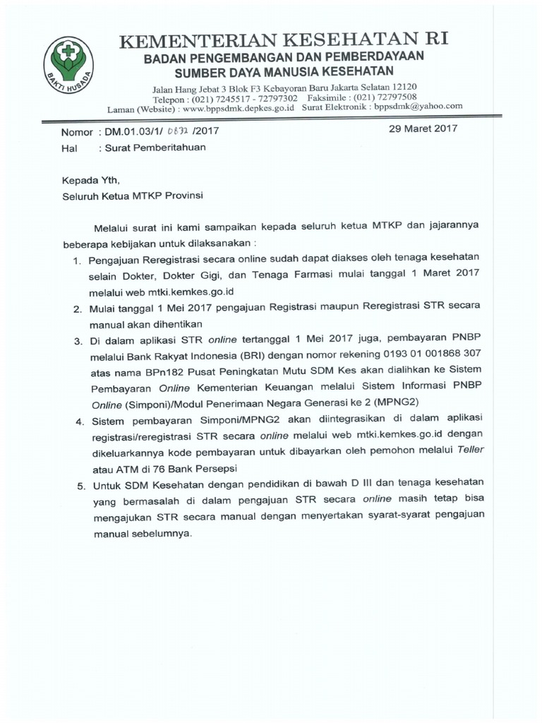 Surat Pemberitahuan Rekening Pembayaran / Contoh Surat