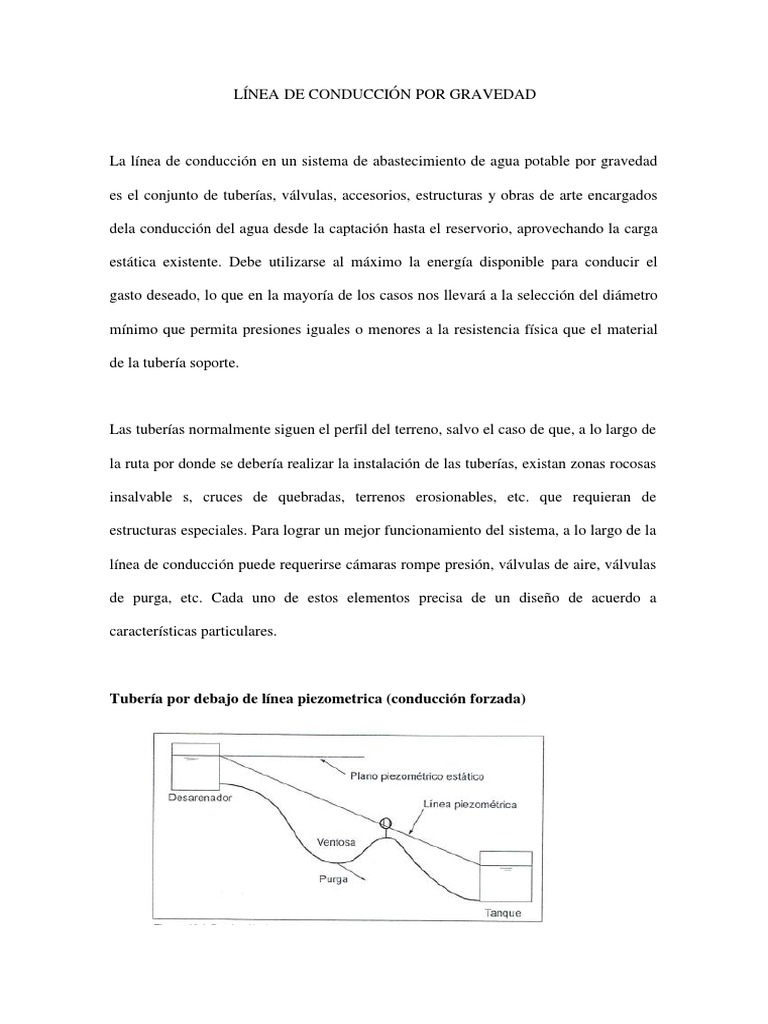 L nea de conducci n por gravedad pdf tuber a transporte de fluidos