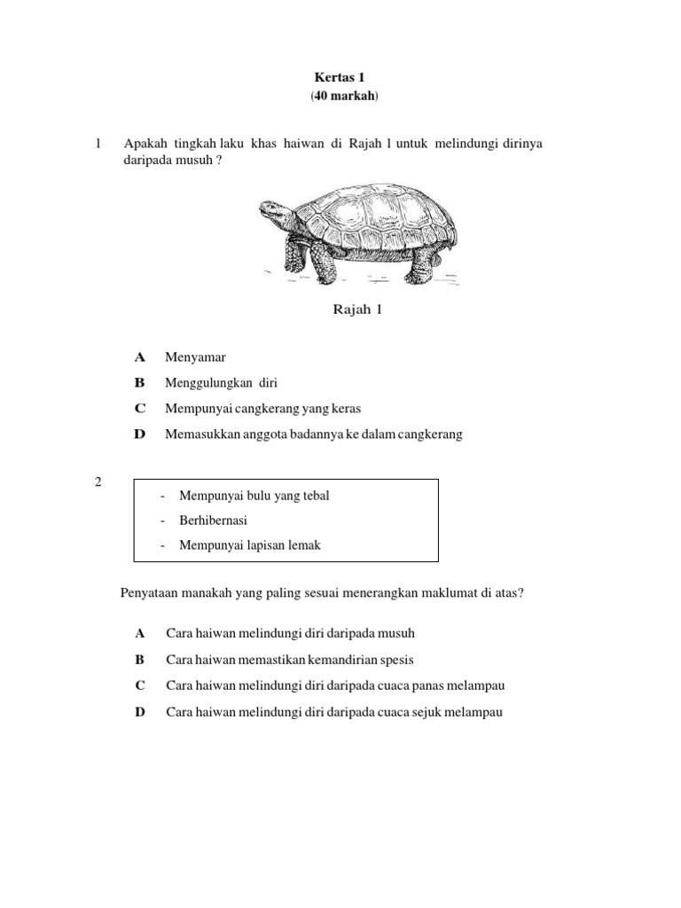 Sains Kertas 1 Tahun 5 Pdf