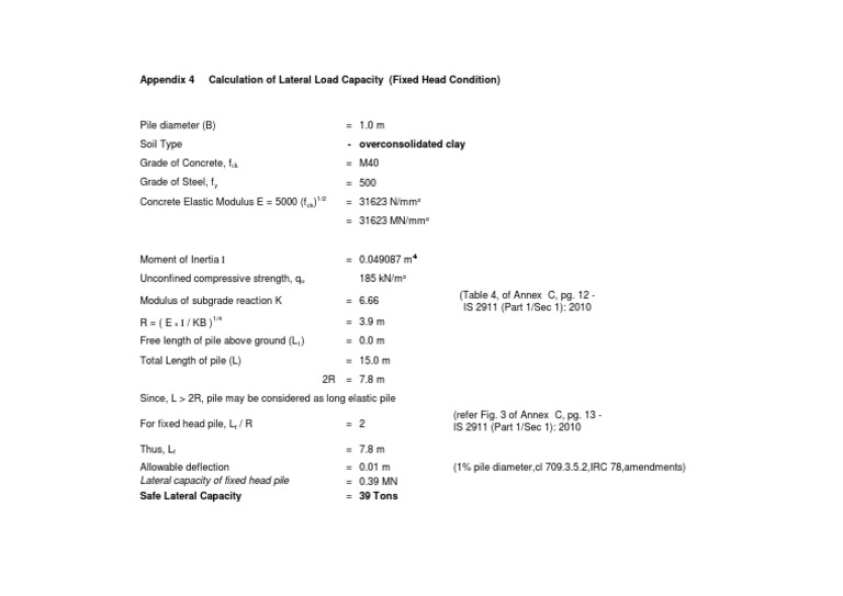 Lateral Load Capacity of Fixed Head Pile | PDF | Science & Mathematics ...