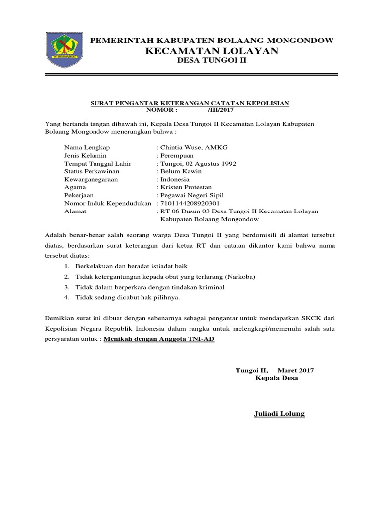 Surat Pengantar SKCK