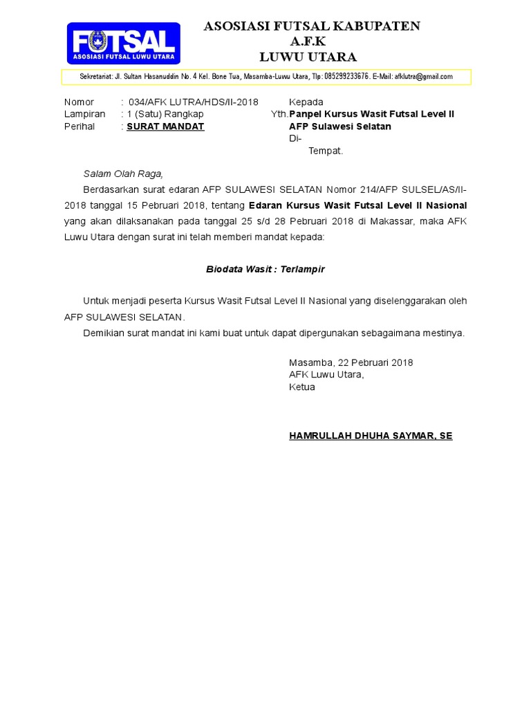 Surat Mandat Wasit