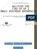 Formalities For Setting Up of A Small Business Enterprise: Entrepreneurship and New Venture Creation
