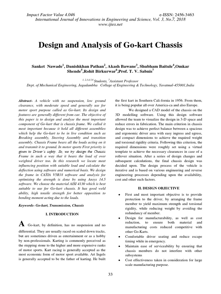 Design and Analysis of Go-Kart Chassis | PDF | Strength Of Materials ...