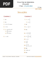 Prova final de matemática 9º ano soluções