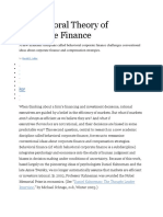 A Behavioral Theory of Corporate Finance