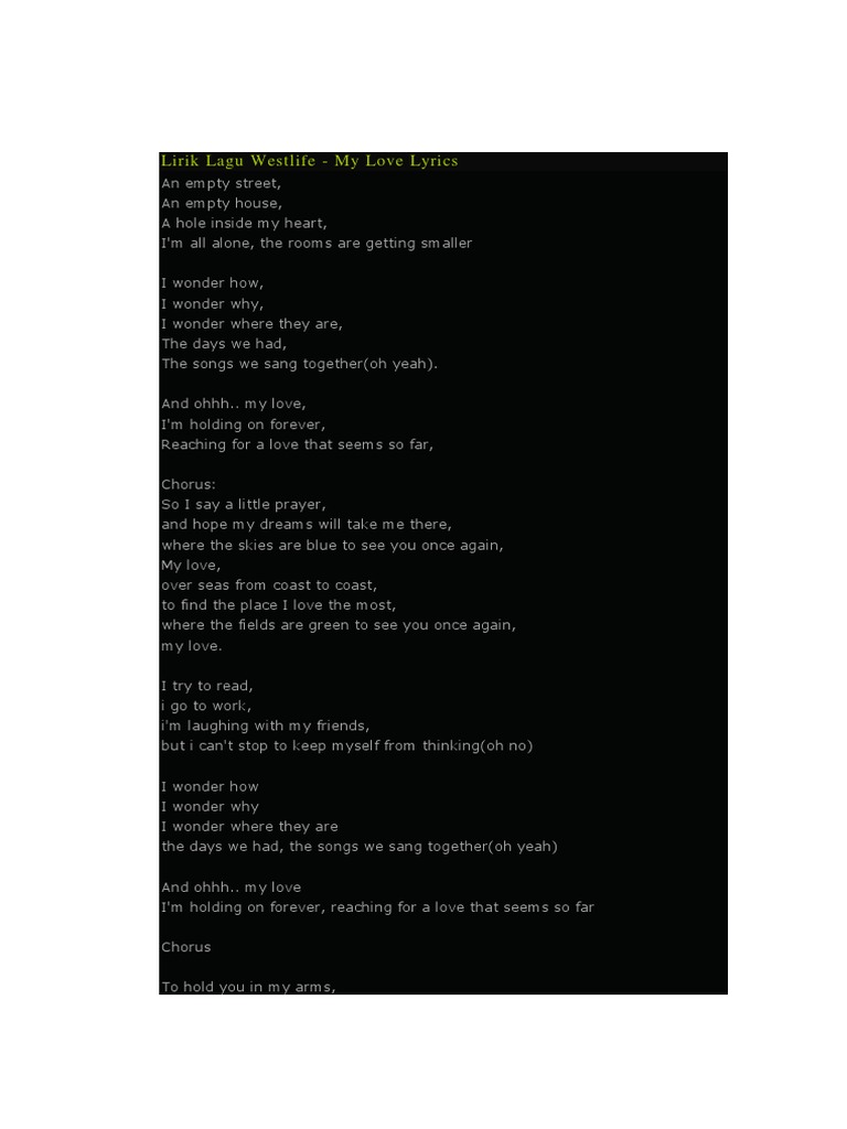 Lirik Lagu Westlife Pdf