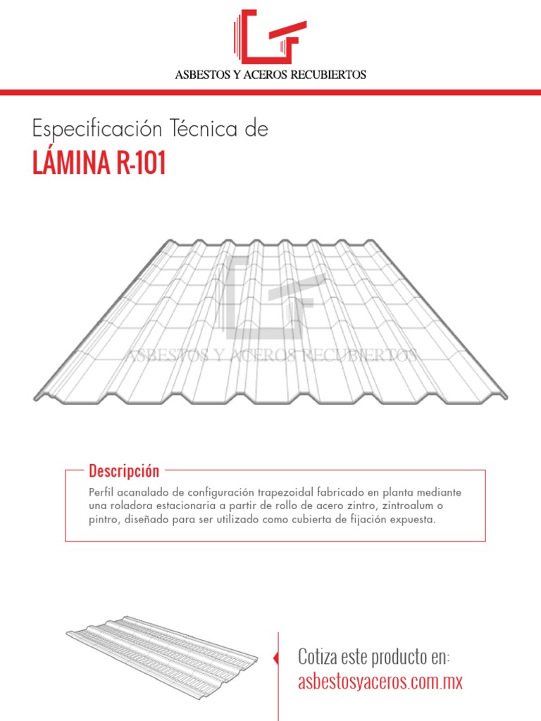 Lamina R101 Ficha Tecnica | PDF | Amianto | Acero estructural