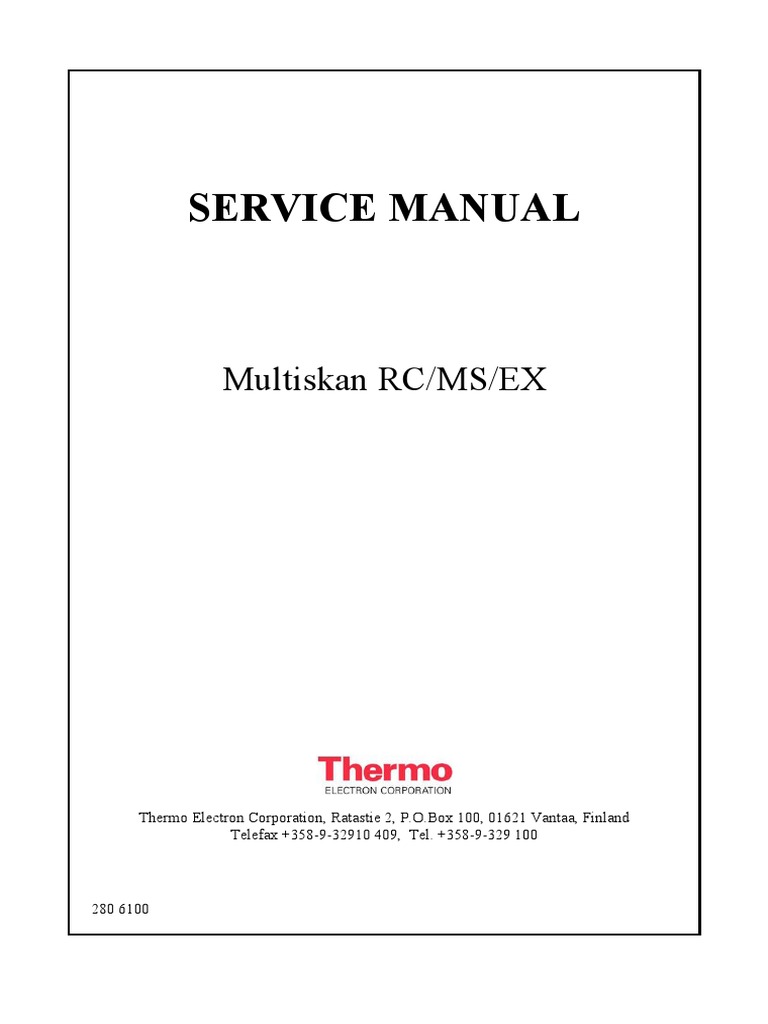 Multiskan Service Manual | Download Free PDF | Lens (Optics) | Absorbance