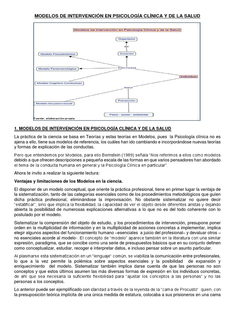 Modelos de Intervención en Psicología Clínica | PDF | Sicología ...