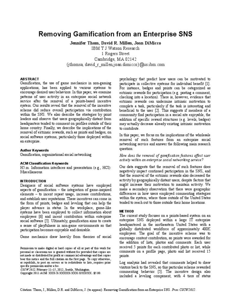 Gamification IBM PDF | PDF | Social Networking Service | Motivation