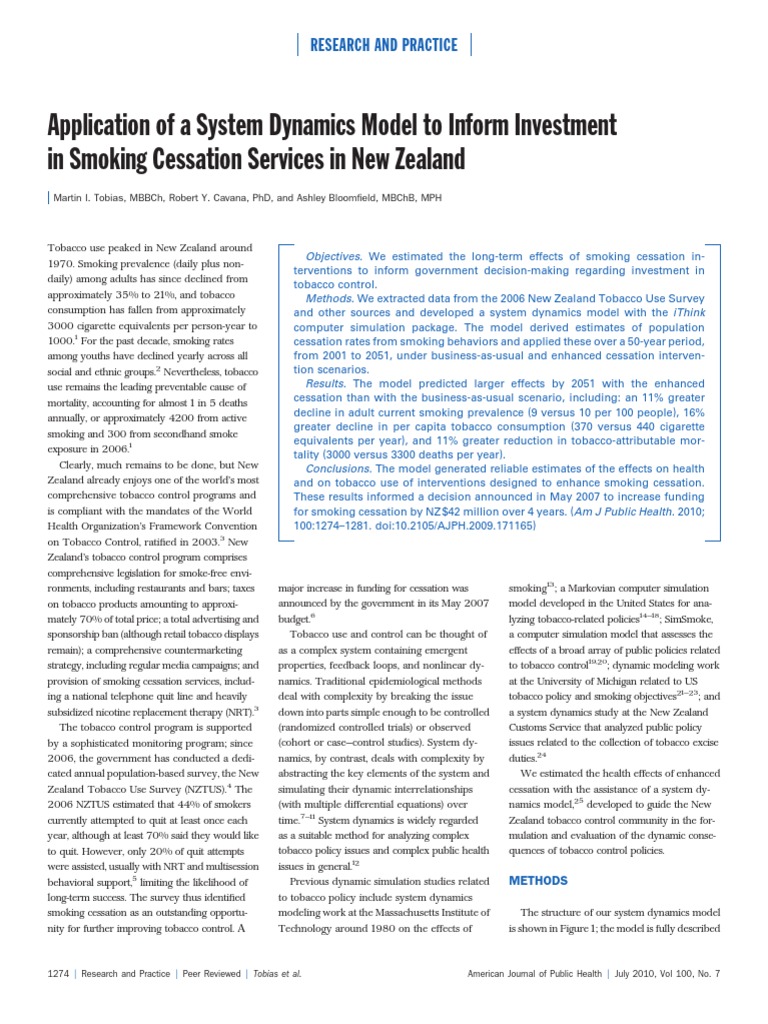 Application of A System Dynamics Model To Inform Investment in Smoking Cessation Services in New