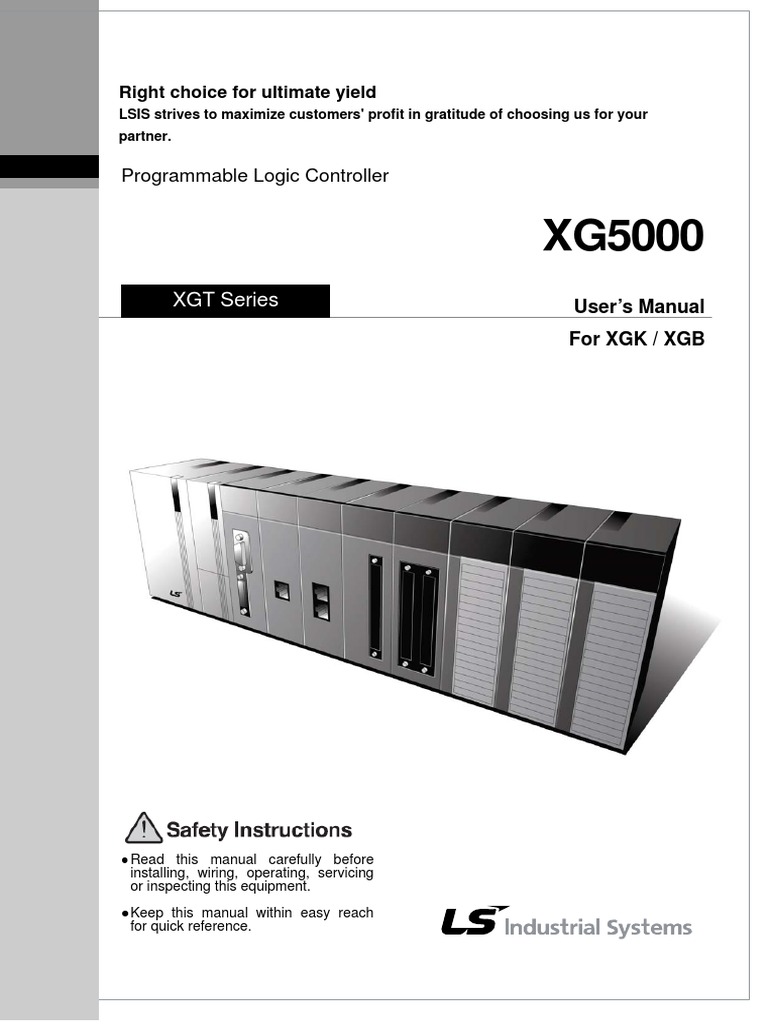 XG5000 PLC User Manual and Safety Guide | PDF | Programmable Logic