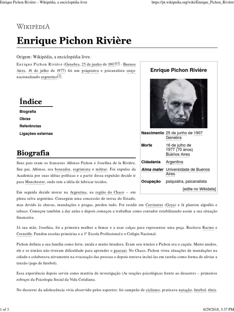 Biografía pichon rivière