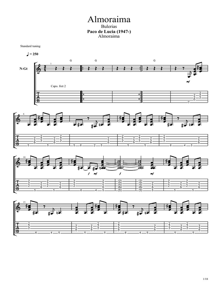 Almoraima by Paco de Lucia PDF | PDF | String Instruments | Guitar