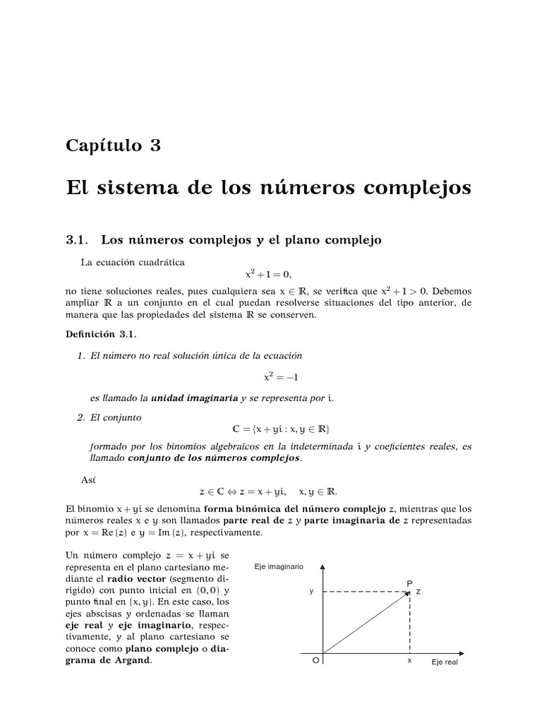 Cap 3 Numeros Complejos 1 Pdf Raiz Cuadrada Numero Complejo