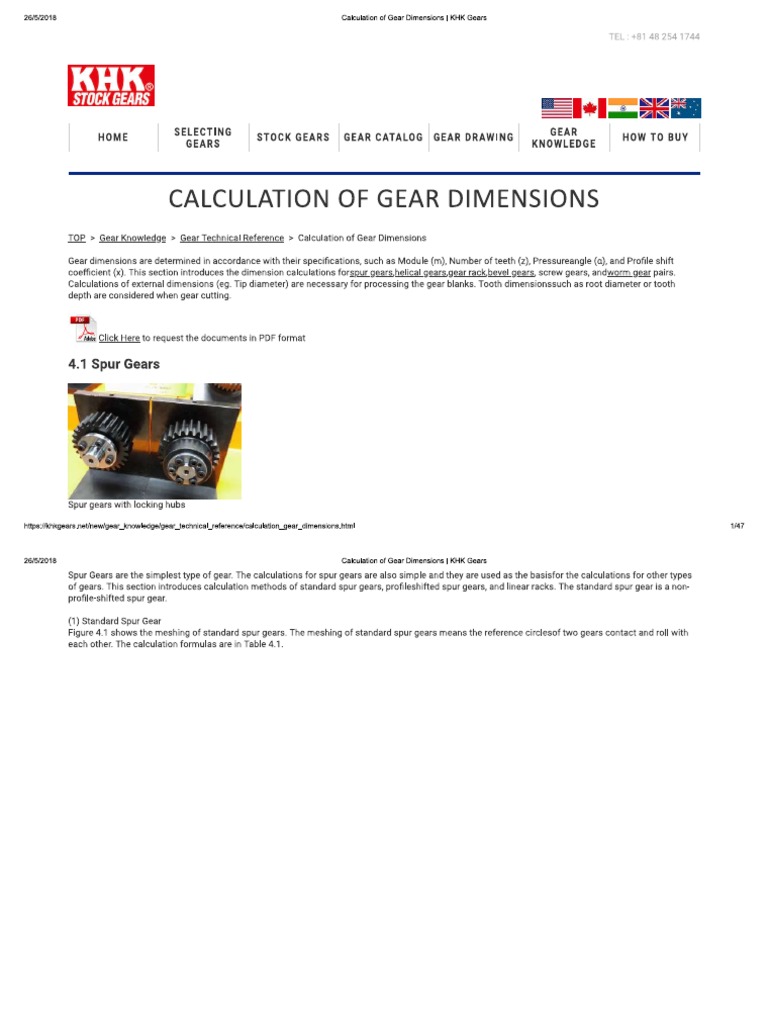 Calculation of Gear Dimensions KHK Gears