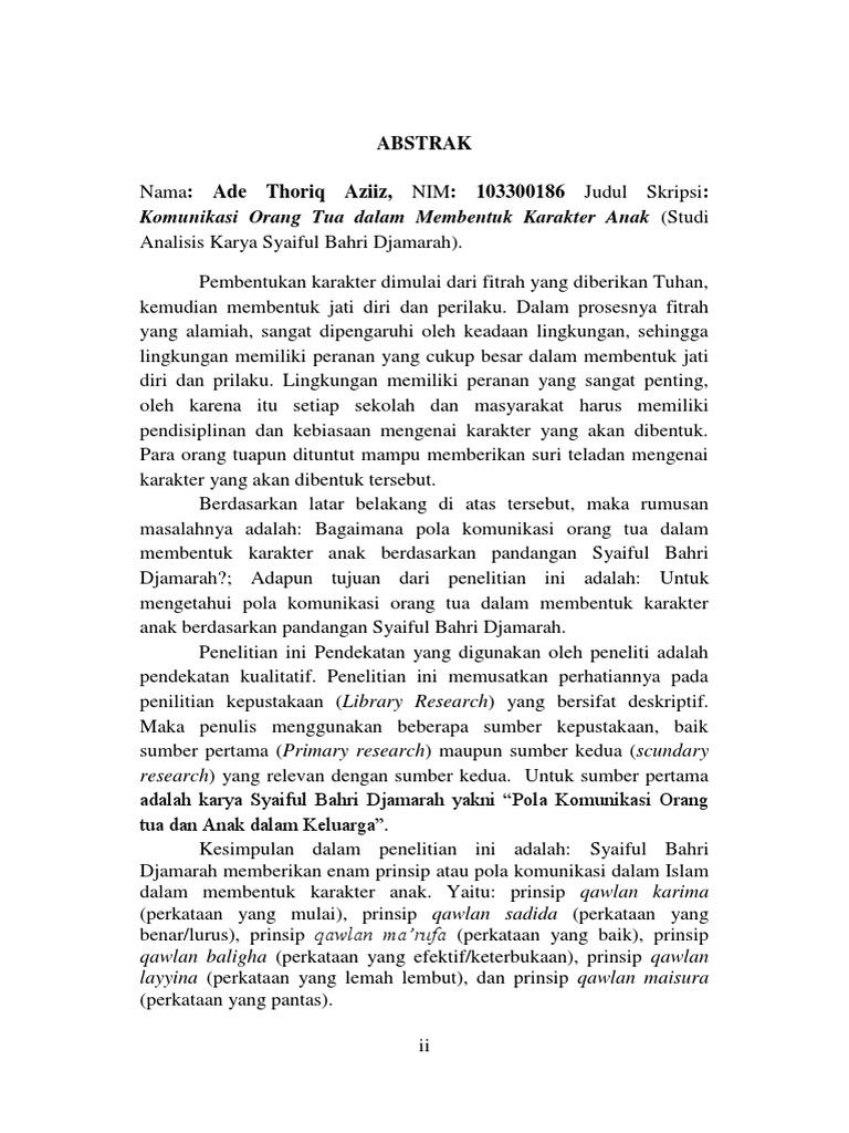 Contoh Abstrak Skripsi Guru Paud