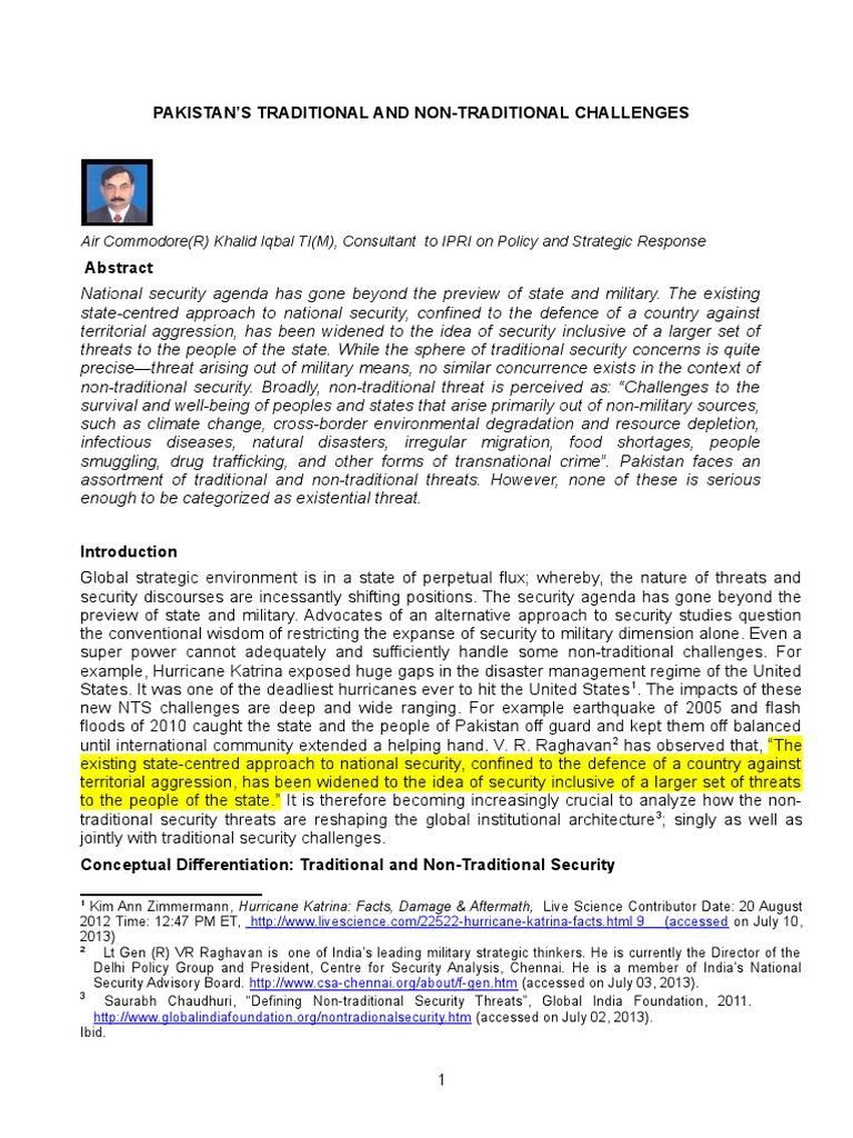Pakistan's Security: Traditional vs Non-Traditional Challenges | PDF ...