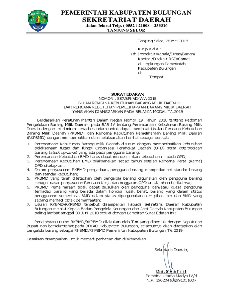 Surat Edaran RKBMD | PDF