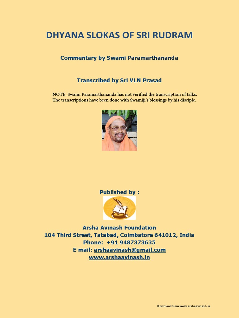An Examination of the Meditation Verses of Sri Rudram: Their Meaning ...