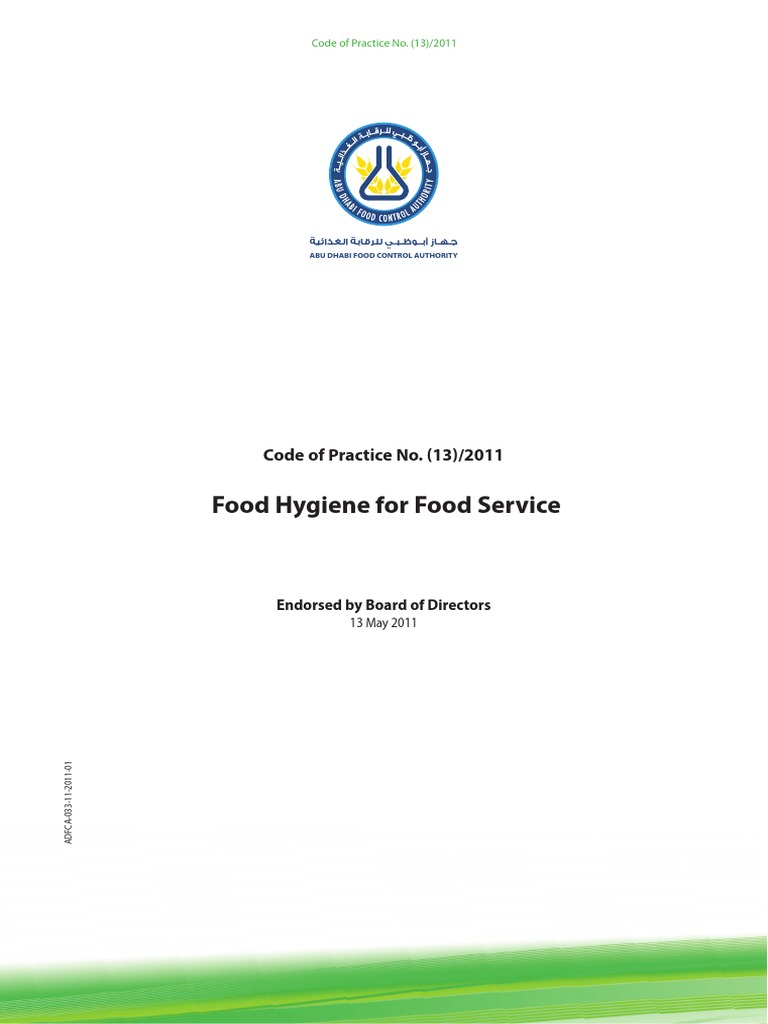 Abu Dhabi Food Hygiene Guidelines | PDF | Food Safety | Foods