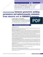 Relationship Between Geometric Welding Parameters and Optical-Acoustic Emissions From Electric Arc in GMAW-S Process