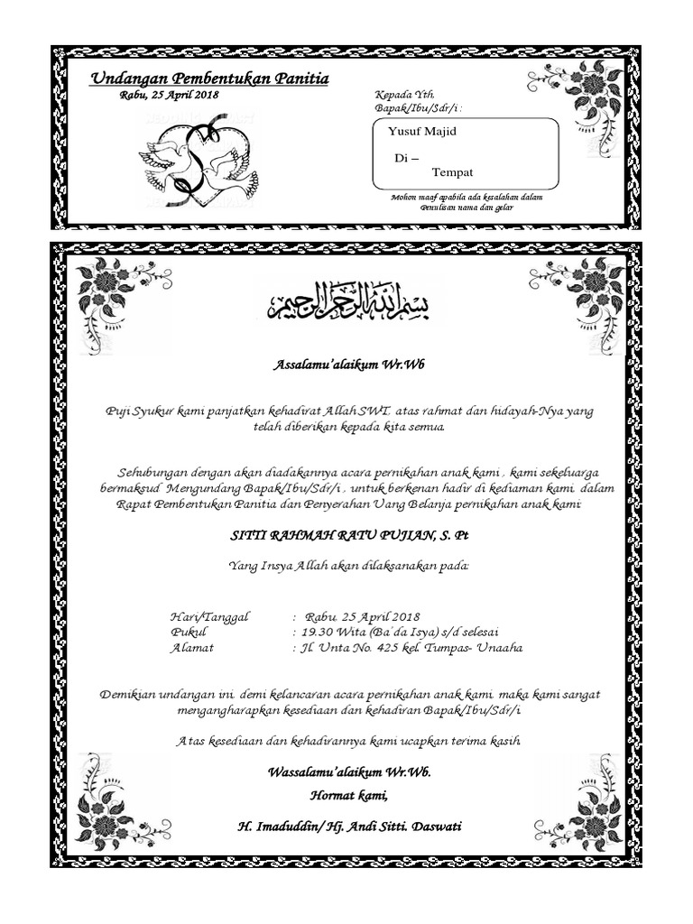 97 Contoh Surat Undangan Rapat Nikah Gratis Terbaru