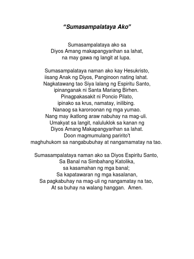 Panalangin Sumasampalataya Ako - magdasal sandali