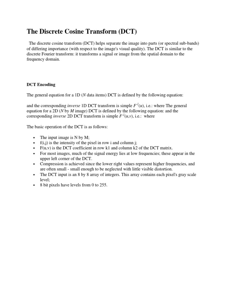 Discrete Cosine Transform Guide | PDF