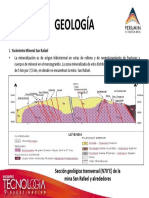 Geología: Sección Geológica Transversal (N70°E) de La Mina San Rafael y Alrededores