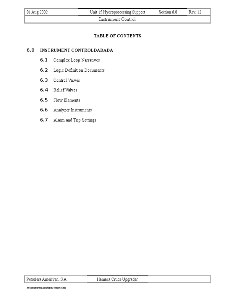 Hydroprocessing Instrument Control | PDF