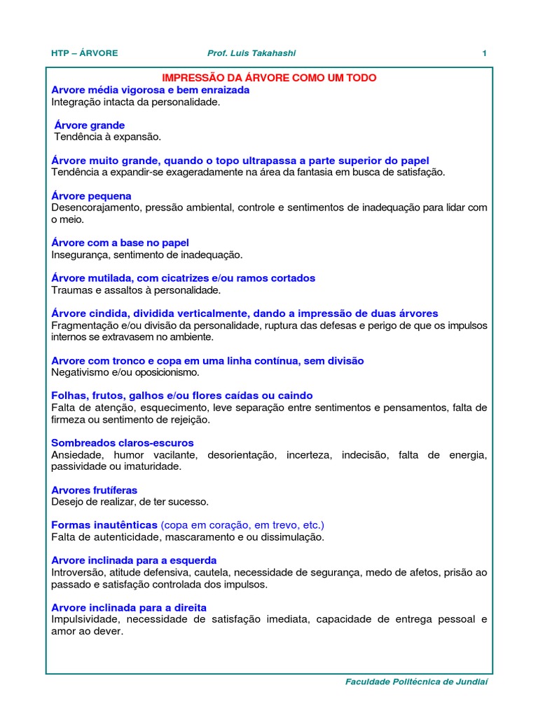 Interpretação Do Teste HTP Casa-Árvore-Pessoa PDF, 51% OFF
