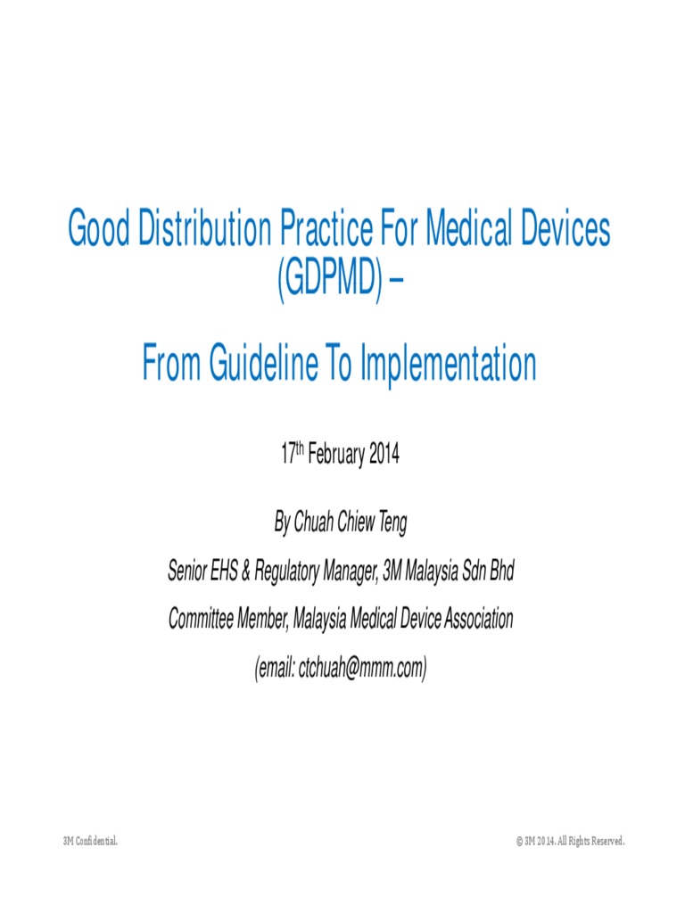 Good Distribution Practice for Medical Device108201532845PM1 Medical