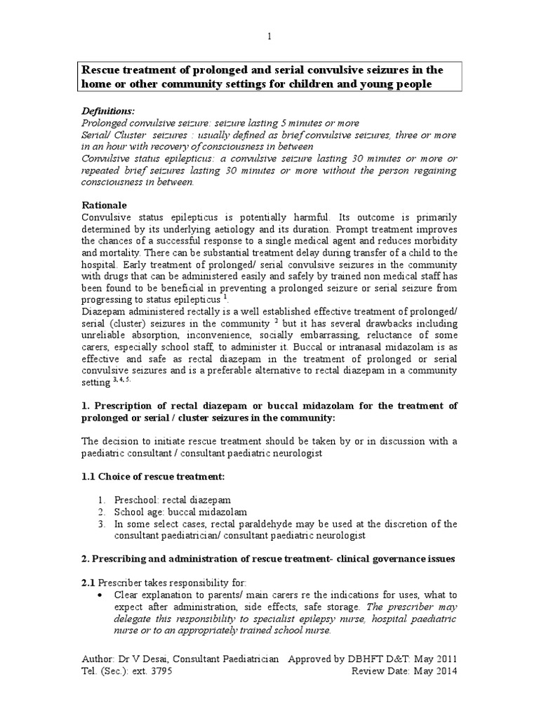Rescue Treatment Seizures | PDF | Midazolam | Drugs