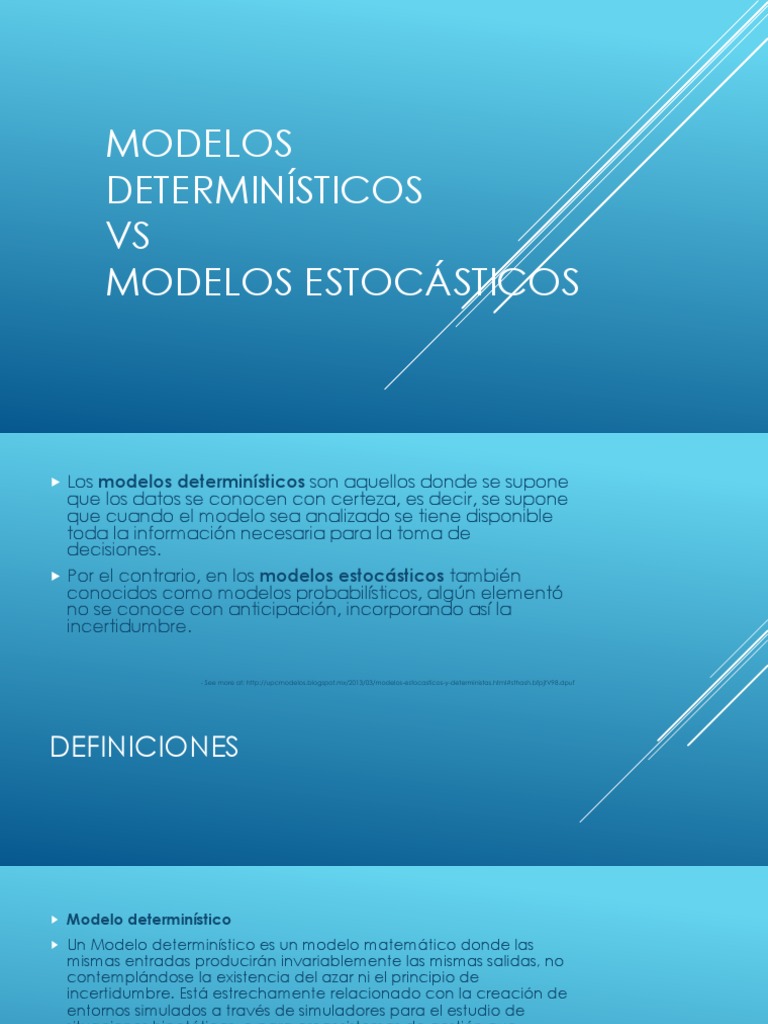 Modelos Determinísticos Vs Modelos Estocásticos | PDF | Estocástico |  Probabilidad