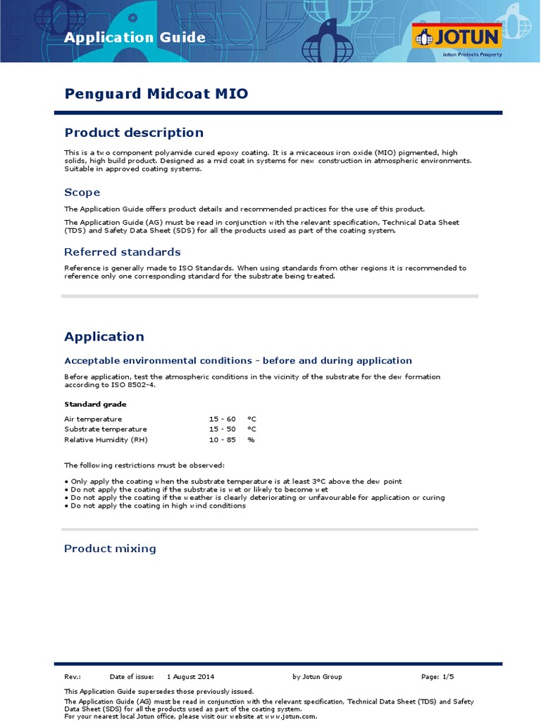 Jotun Penguard Midcoat MIO Application Guide Paint Relative Humidity
