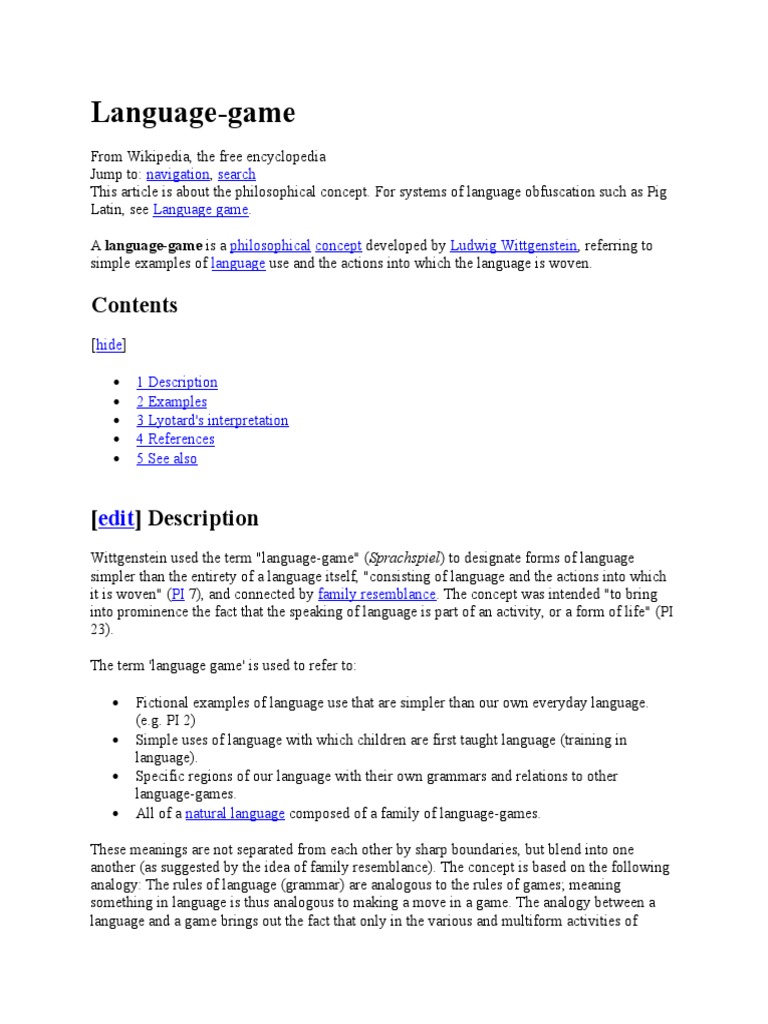 Language Game | PDF | Communication | Logic