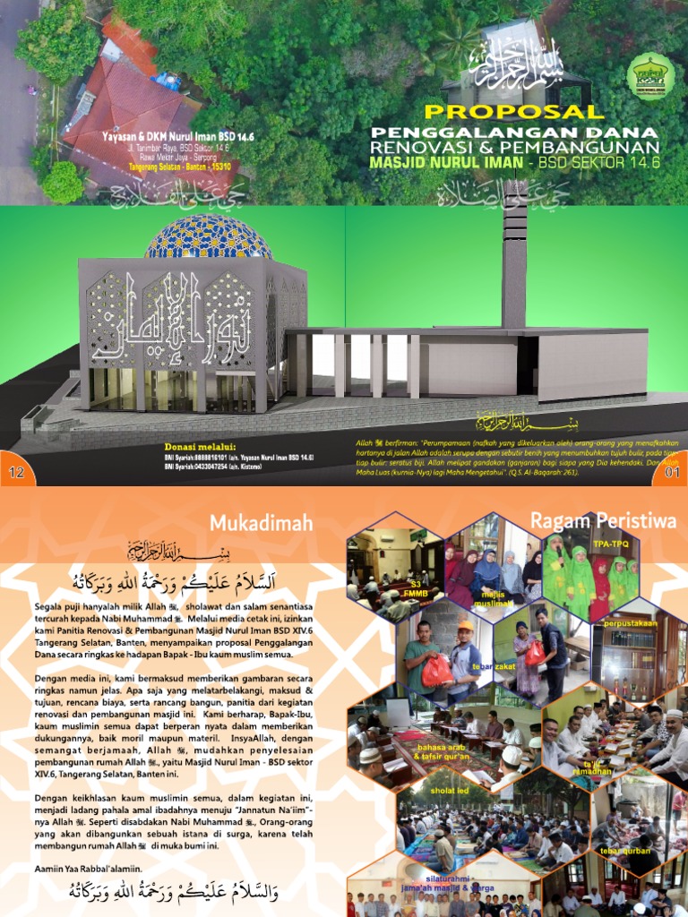 Proposal Dana Pembangunan Masjid Nurul Iman - Nusaloka BSD 14.6 | PDF
