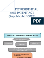 The New Residential Free Patent Act (Republic Act 10023)