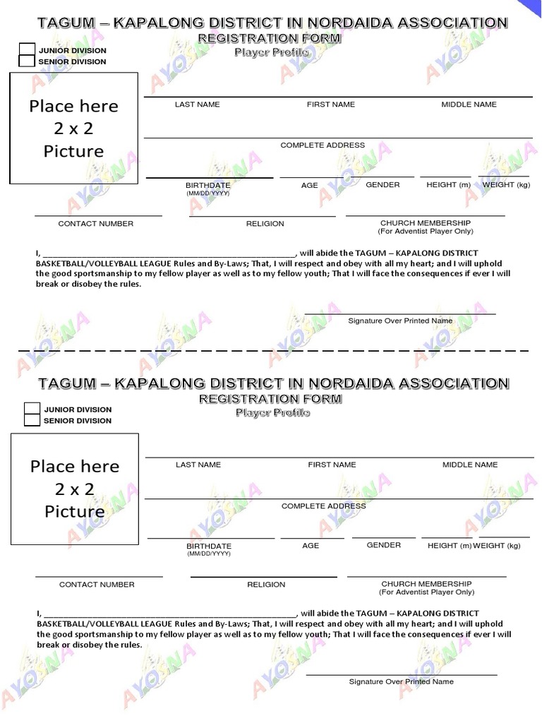 Basketball Player Registration Form | PDF
