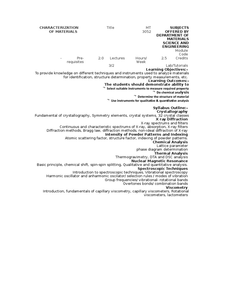 Characterization of Materials PDF Spectroscopy Crystallography