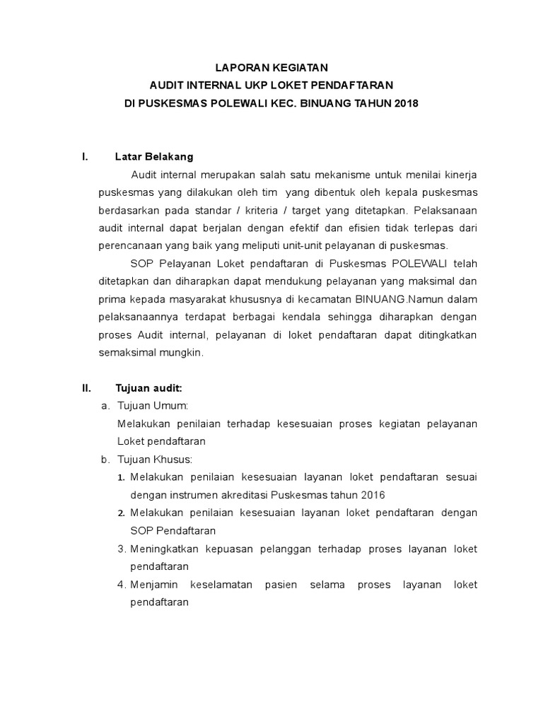 Laporan Audit Internal Loket