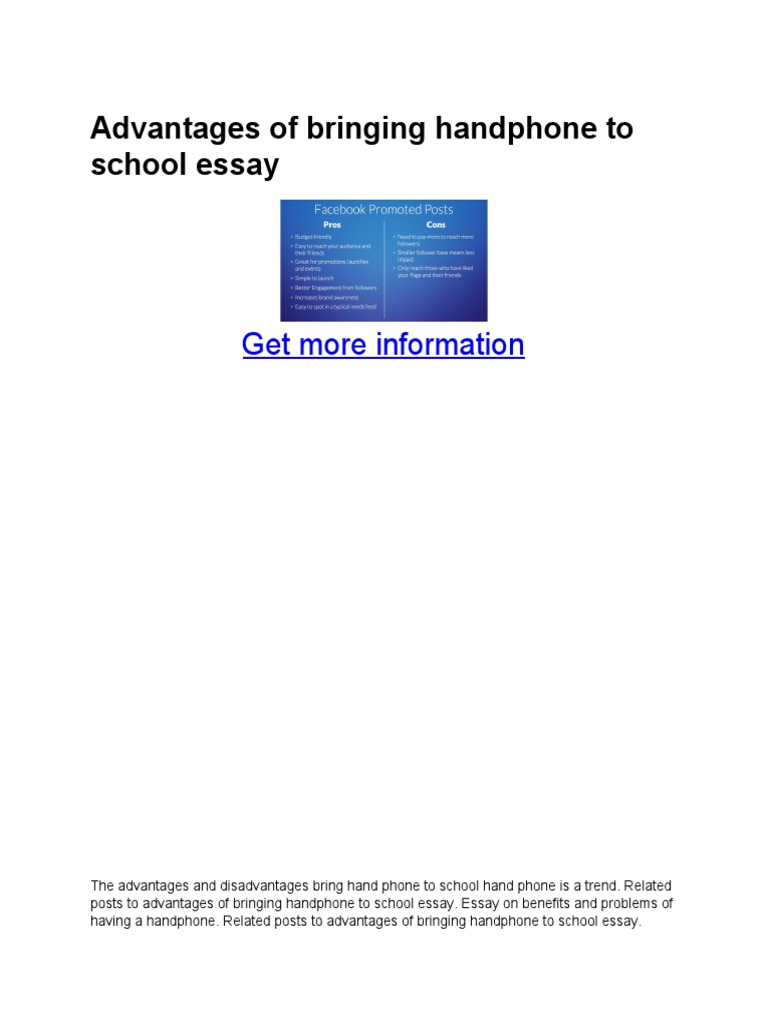 Advantages of Bringing Handphone To School Essay PDF PDF Mobile